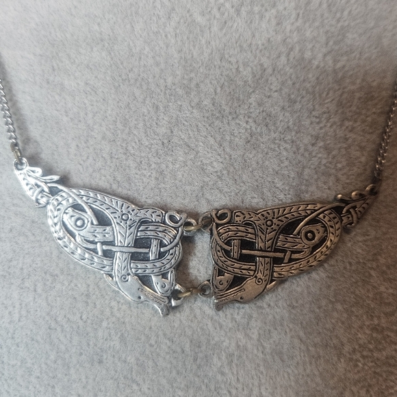 Vintage Pewter Made In England Celtic Design Necklace 80s-90s 17-18" GUC - Picture 2 of 4